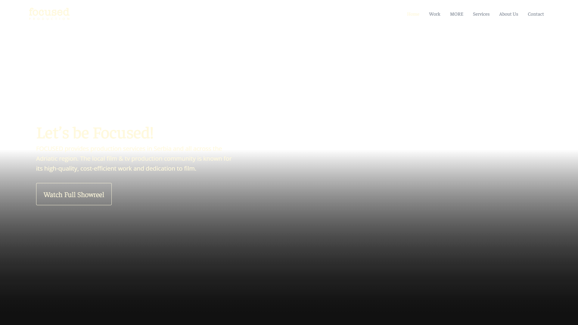 Focused Production home page on desktop