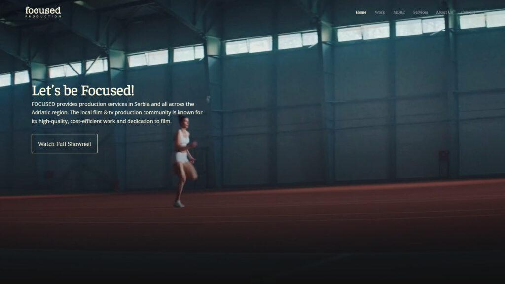 Focused Production website, home page