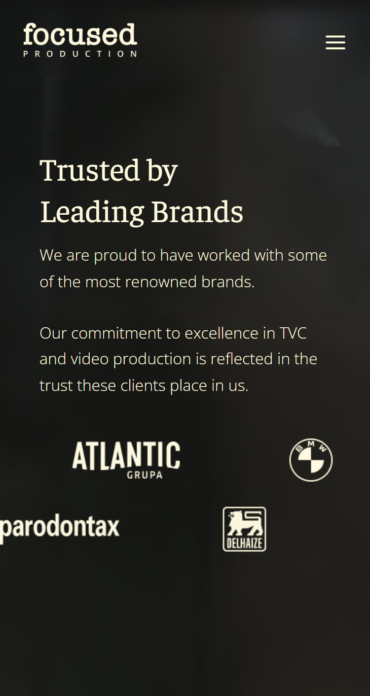 Trusted by Leading Brands on the About Us page, on a phone