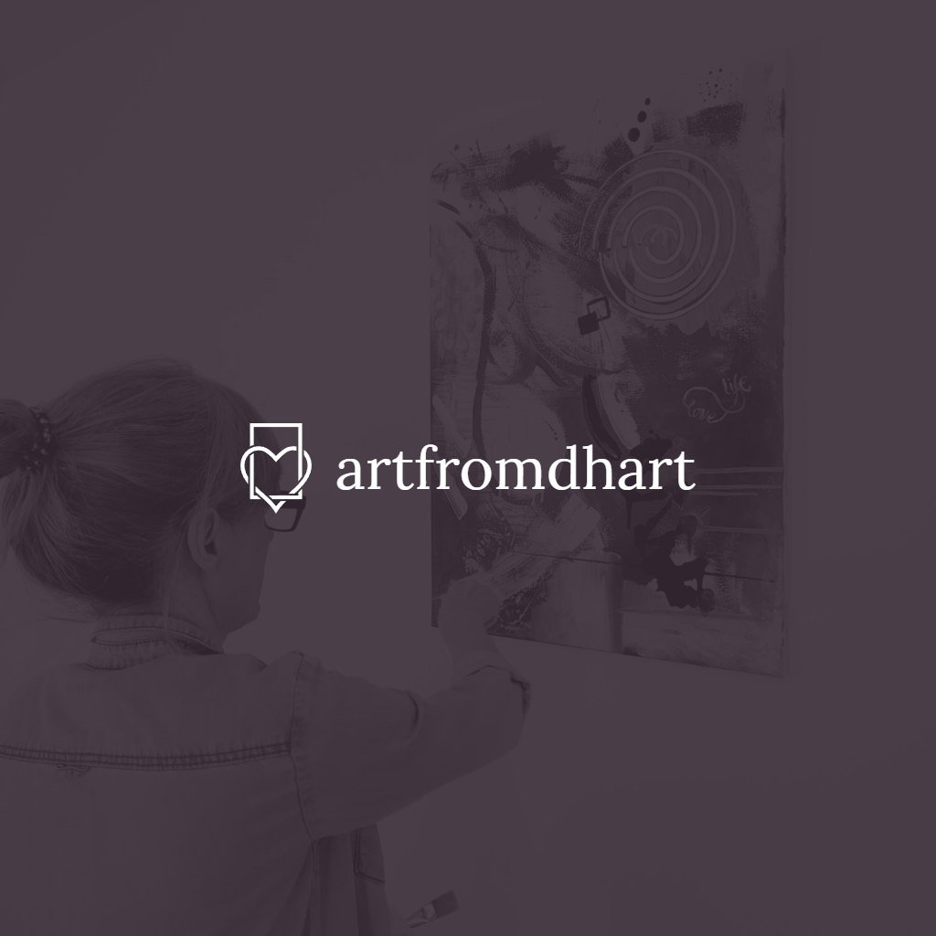 Artfromdhart logo over a photo of Dragana Stanković painting