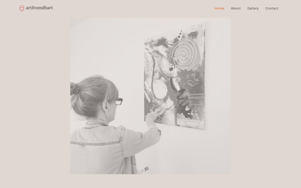 Artfromdhart website, home page