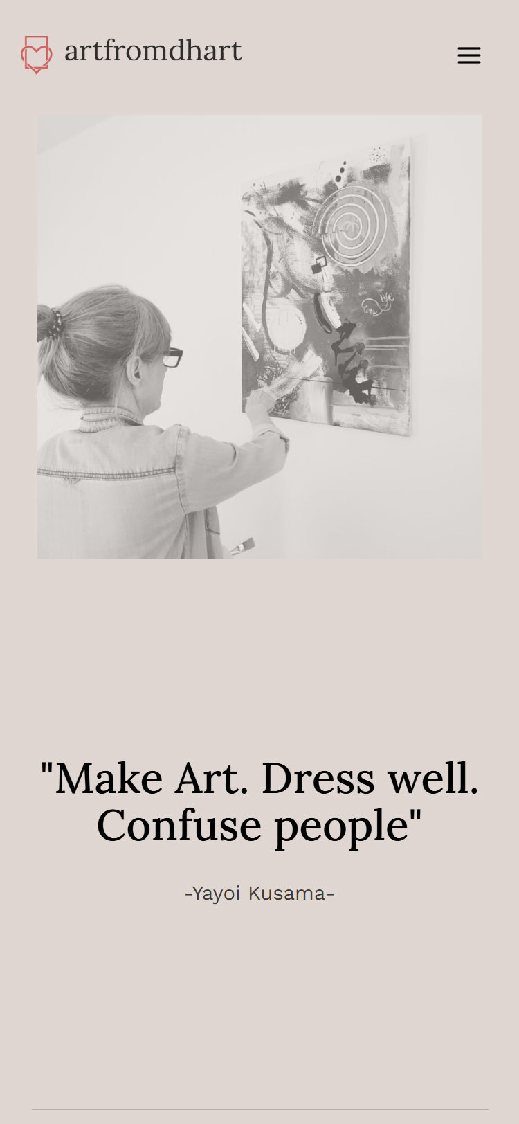 Artfromdhart home page on a phone