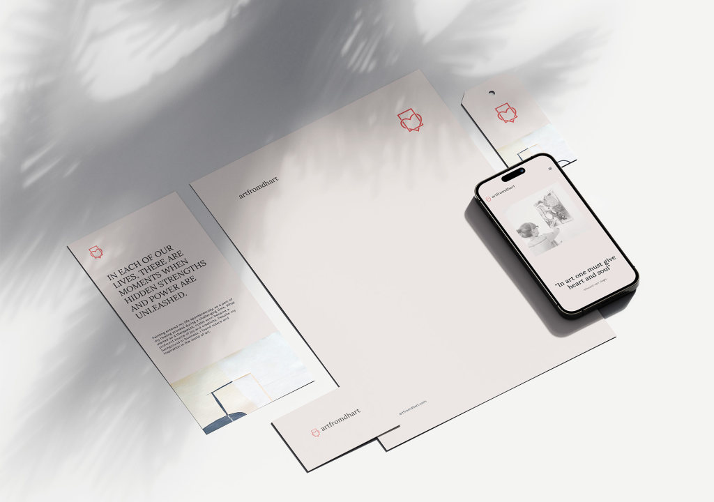Artfromdhart letterhead, cards and phone