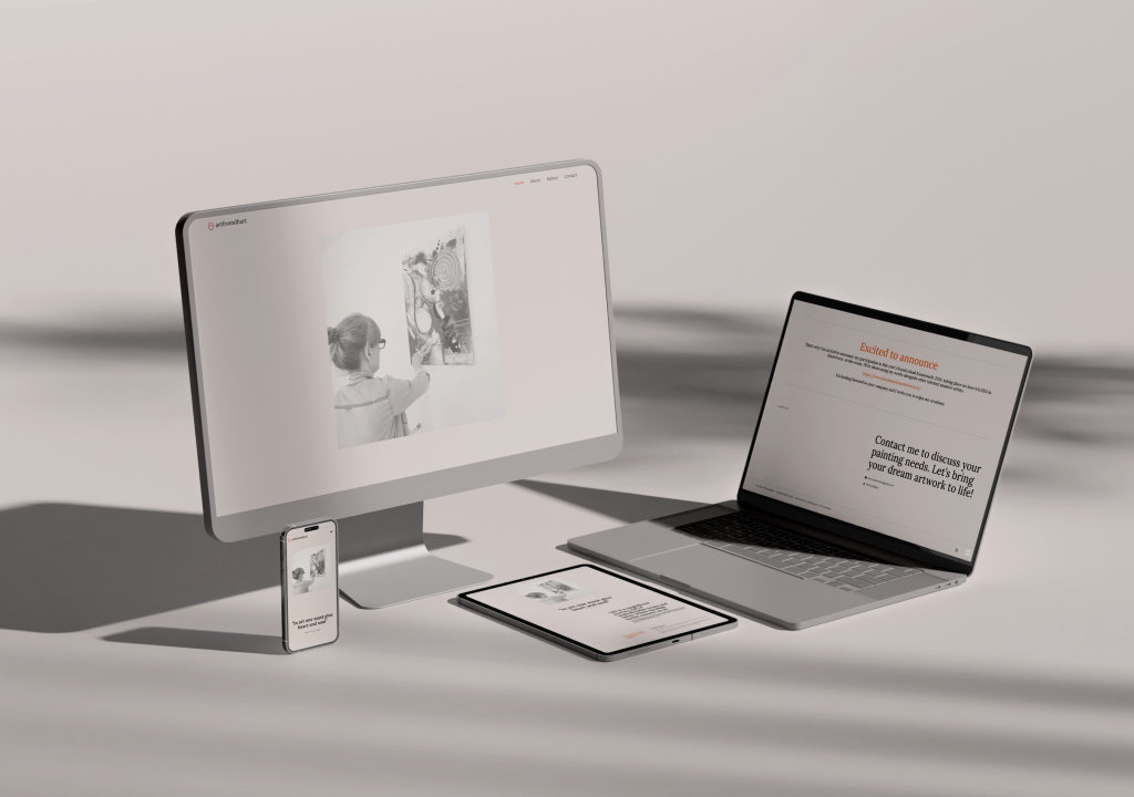 The Artfromdhart website on desktop, laptop, tablet and phone