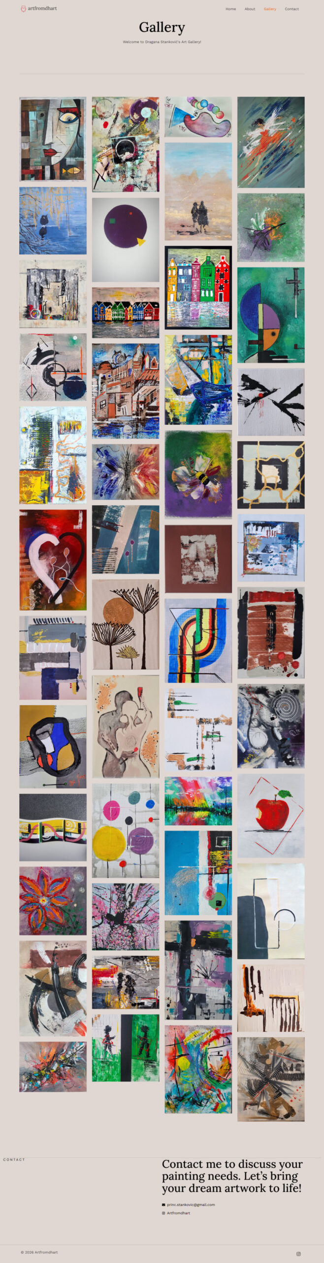Artfromdhart Gallery page, full length