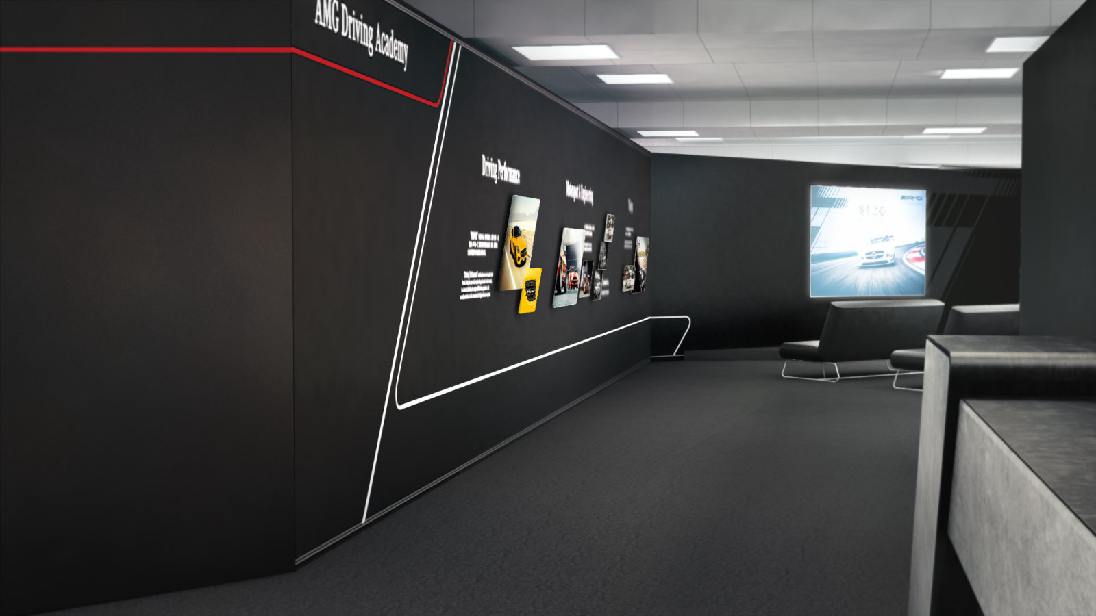 2015 event space, 3D render: Brand wall