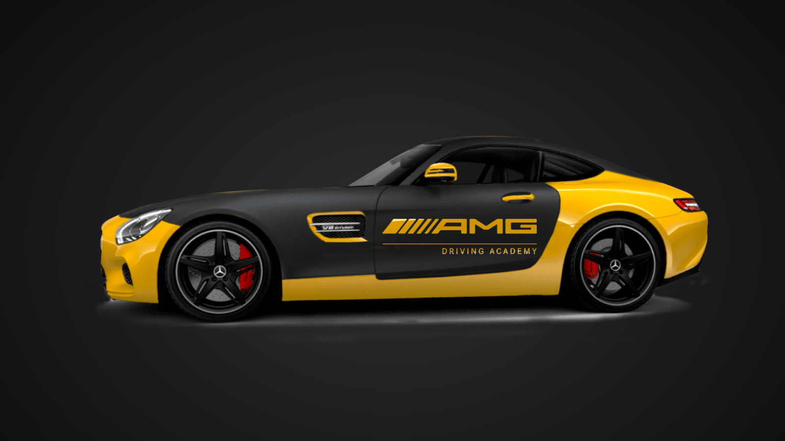 AMG GT with the AMG Driving Academy car sticker, yellow
