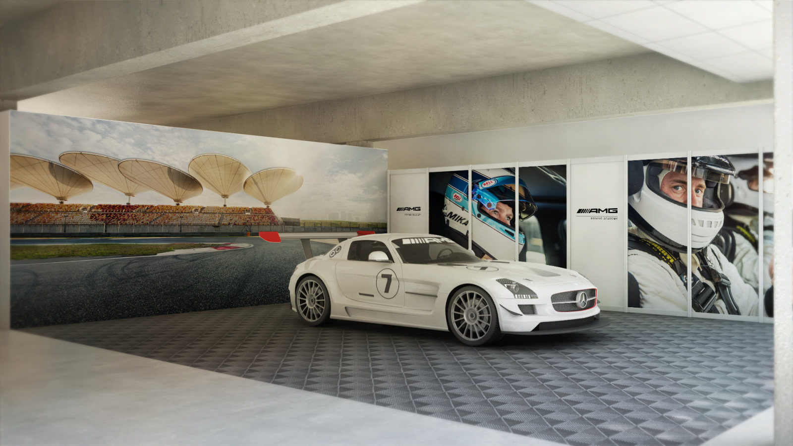 2015 event space, 3D render: SLS AMG GT3