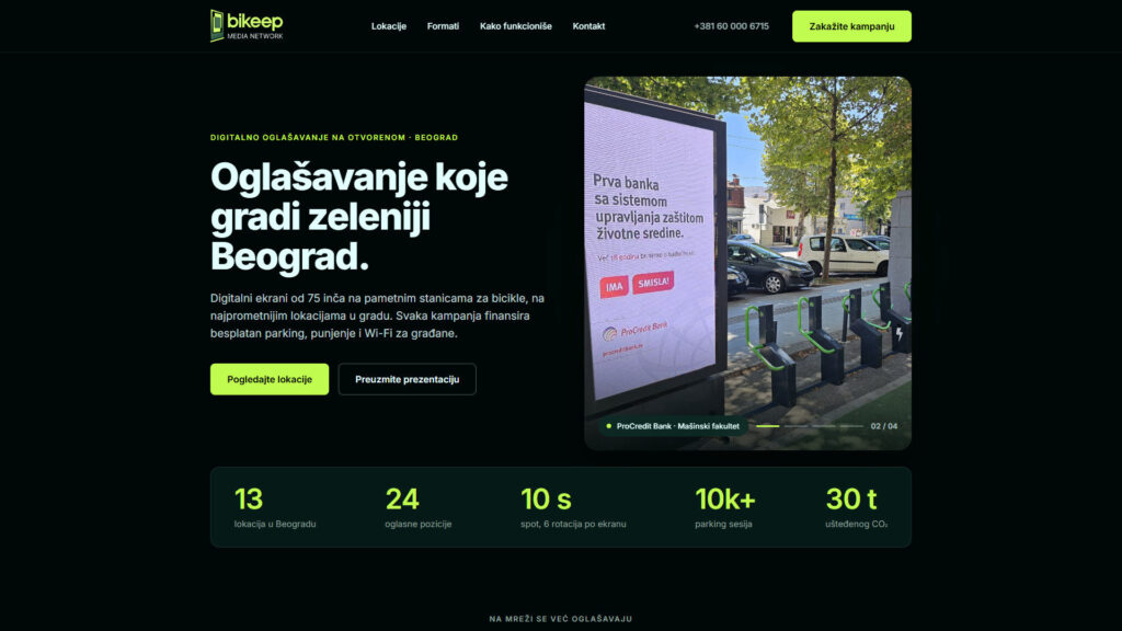 Bikeep Media Network website, home page