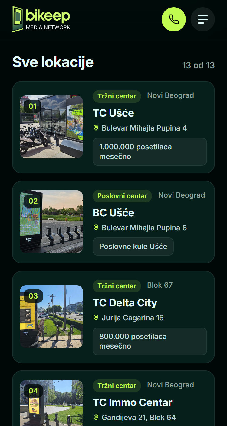 Compact location cards on a phone