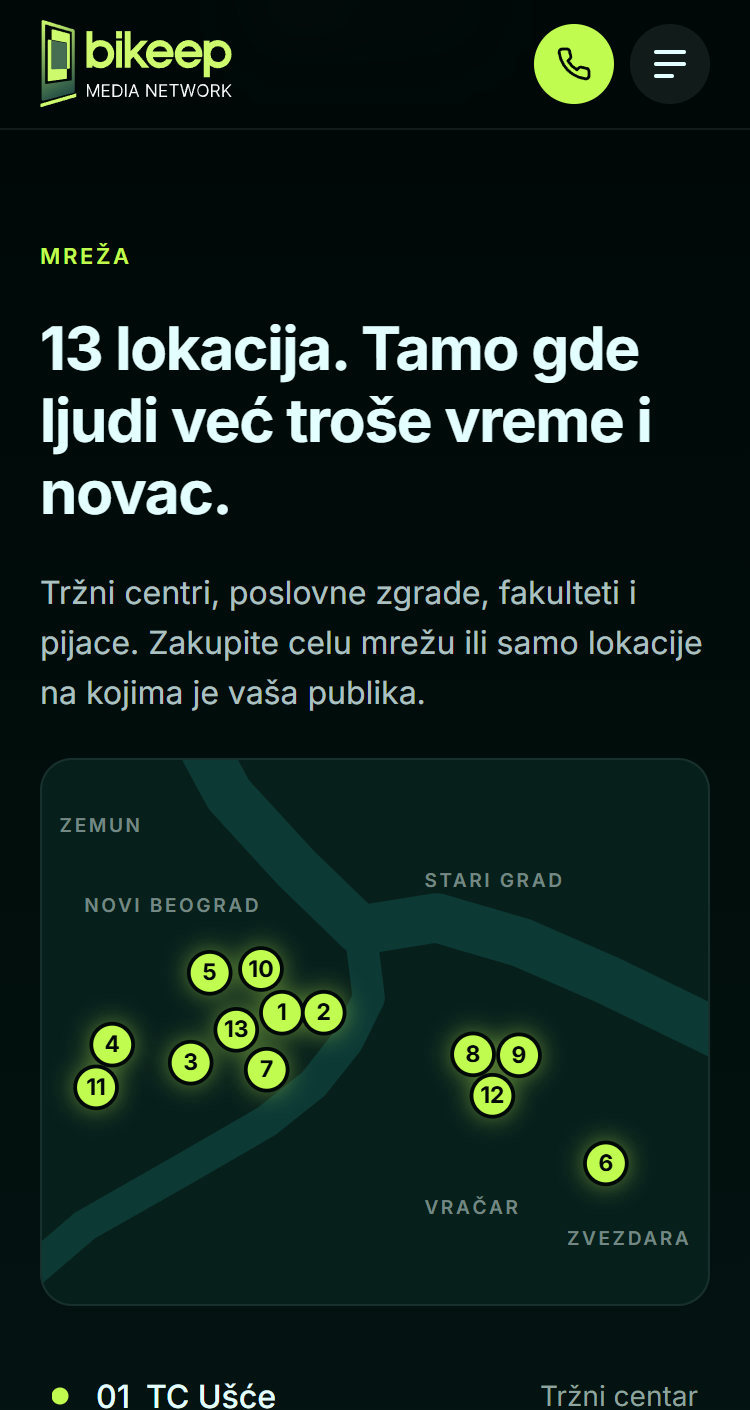 The map and all locations on a phone