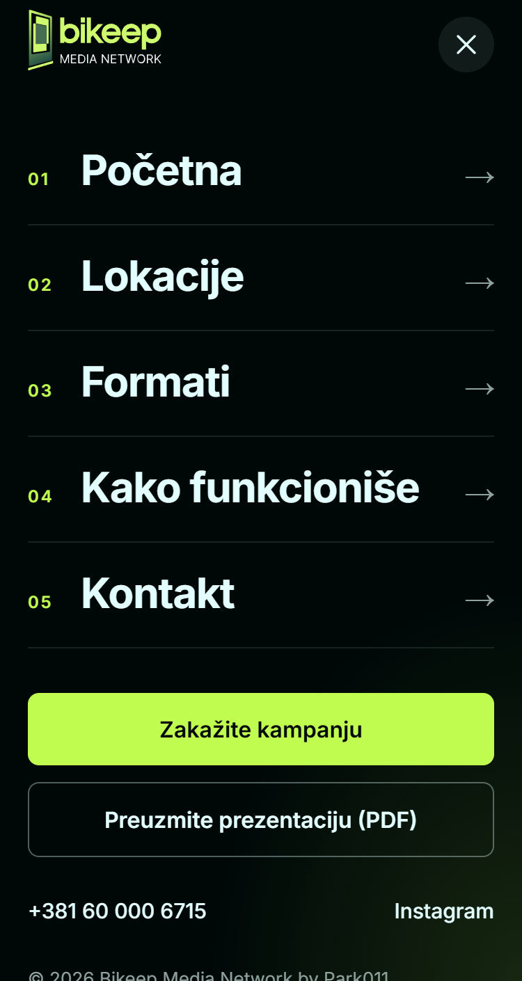 The full screen menu on a phone