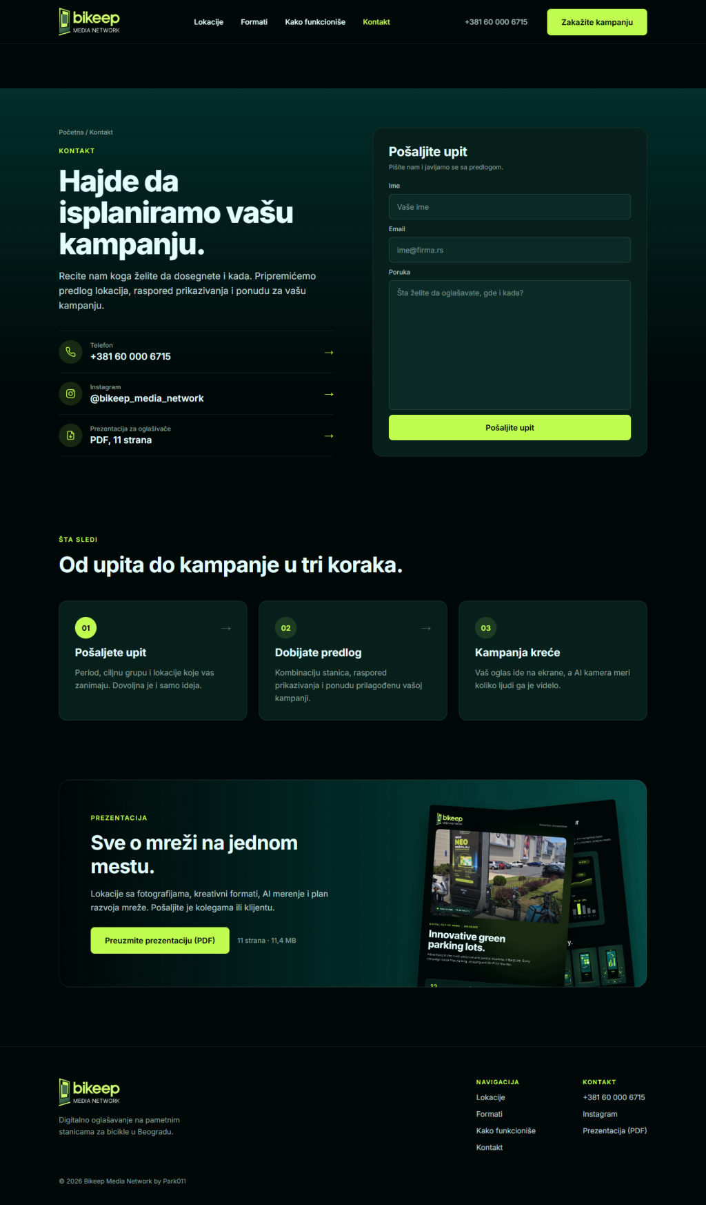 bikeepmedia.com contact page, full length