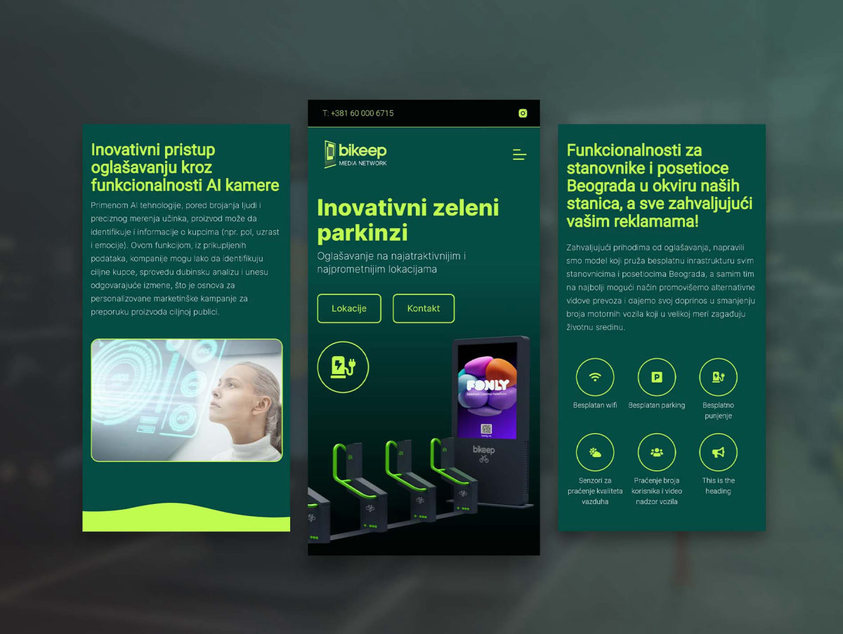 The first bikeepmedia.com website on several screens