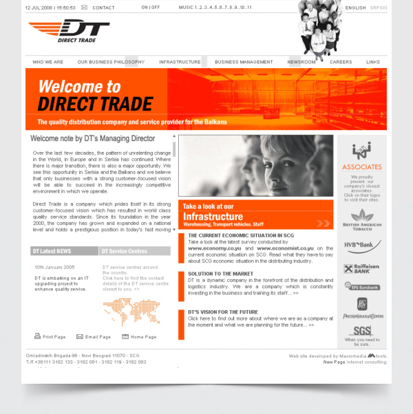 Direct Trade, website for a distribution company