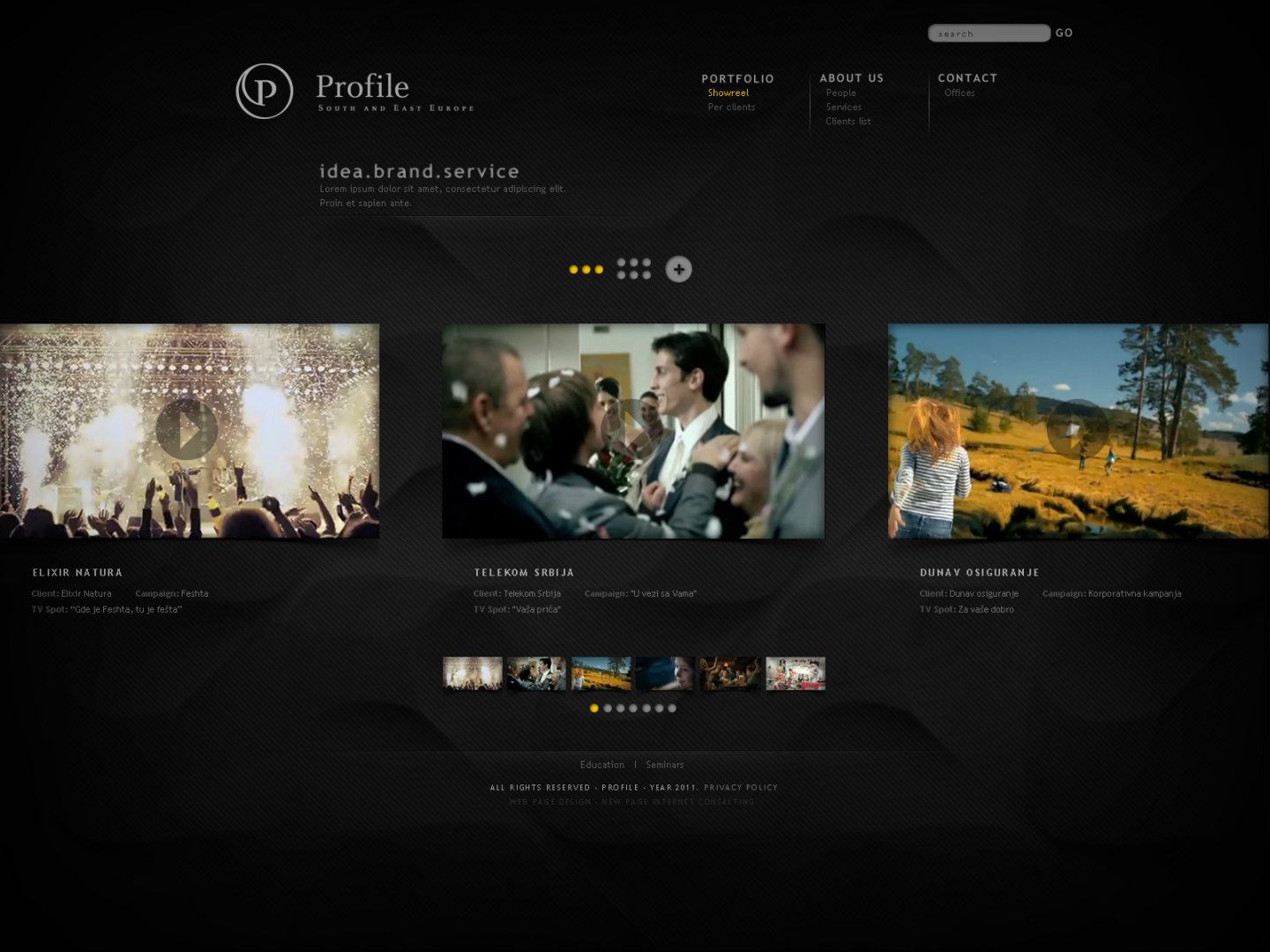 Profile, website for a marketing agency