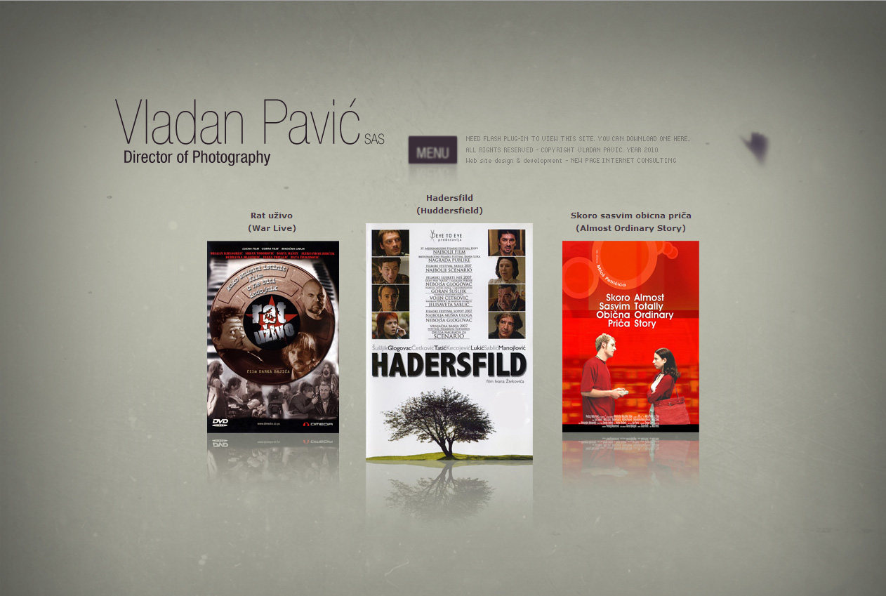 Vladan Pavić, portfolio website for a director of photography