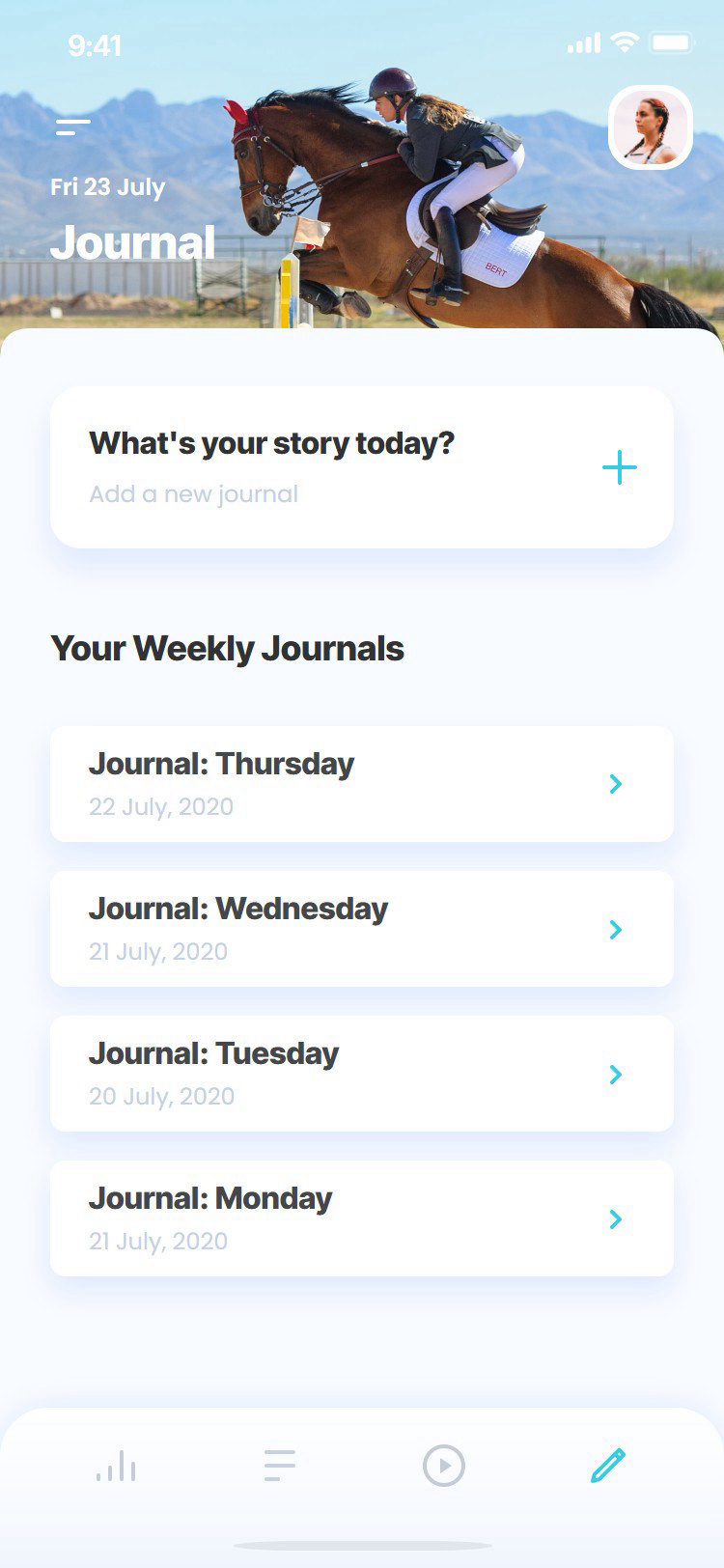 Mental Mastery app: weekly journals