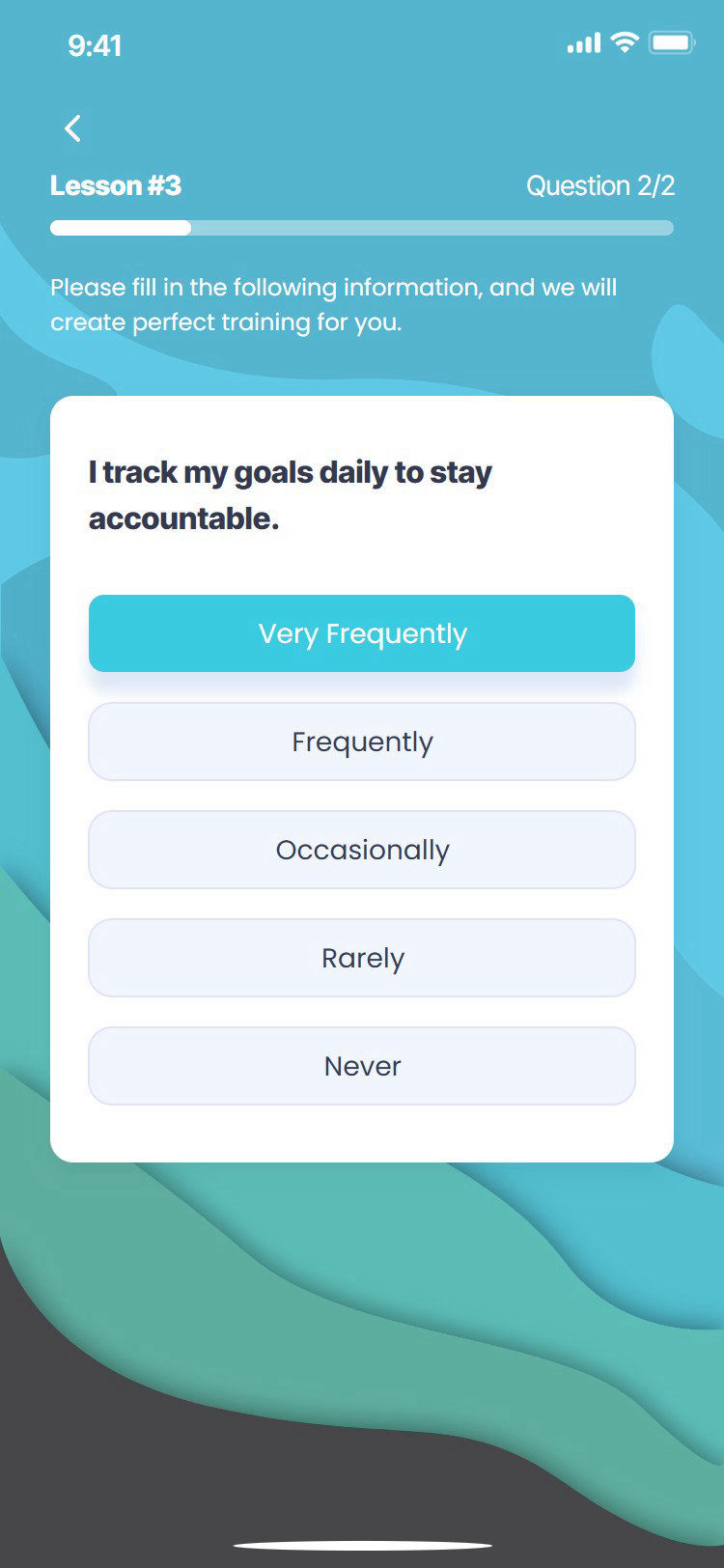 Mental Mastery app: tracking goals