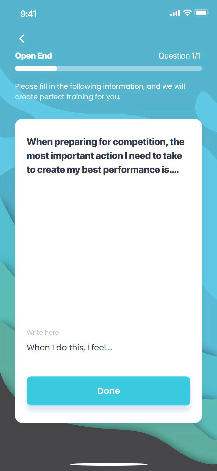 Mental Mastery app: open answer