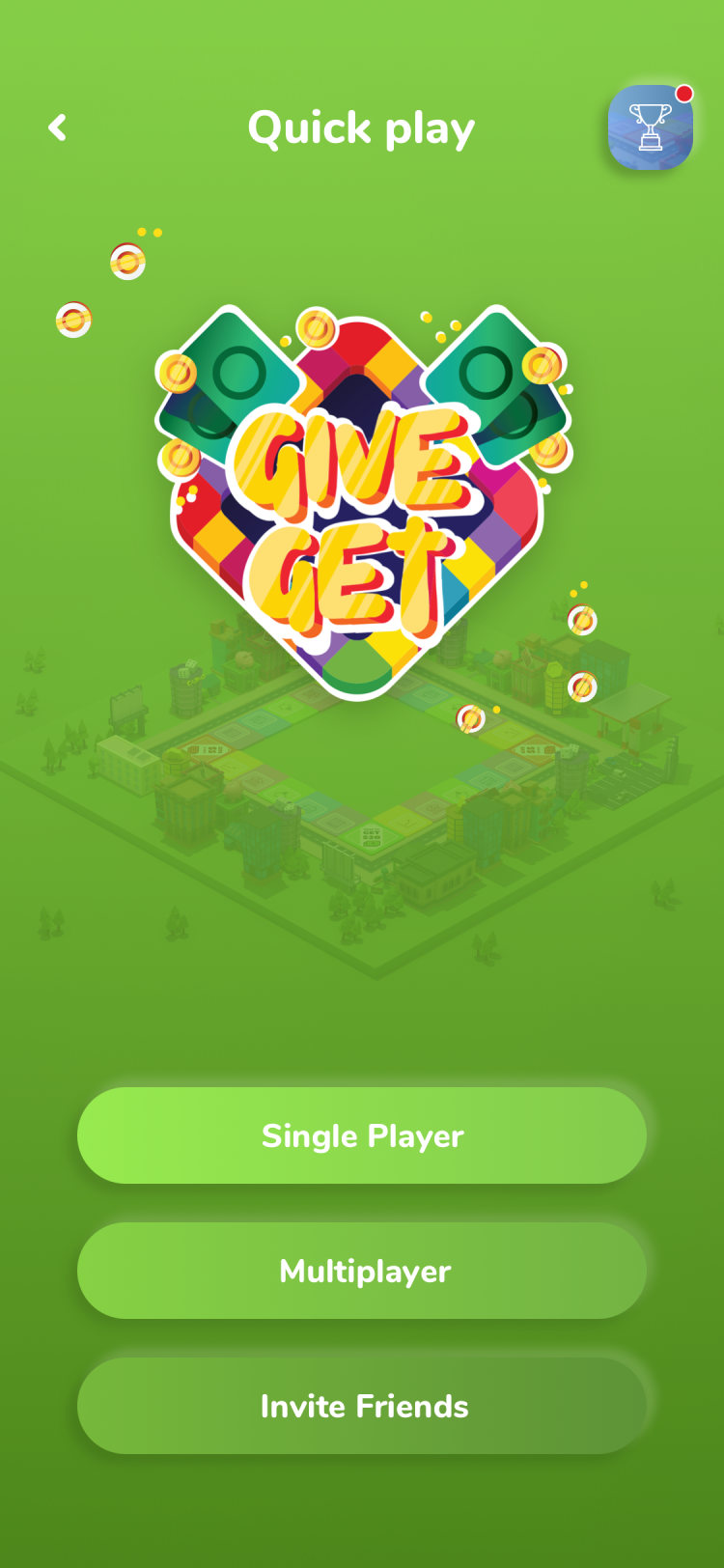 Game screen: quick play