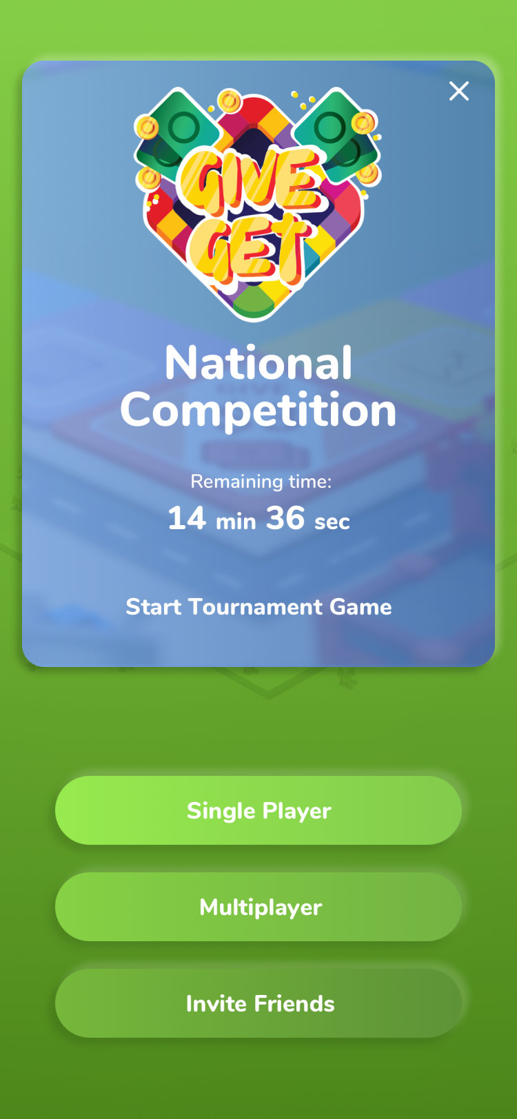 Competition screen: national competition