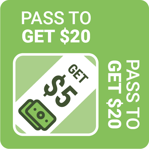 Green corner card: pass to get $20, get $5