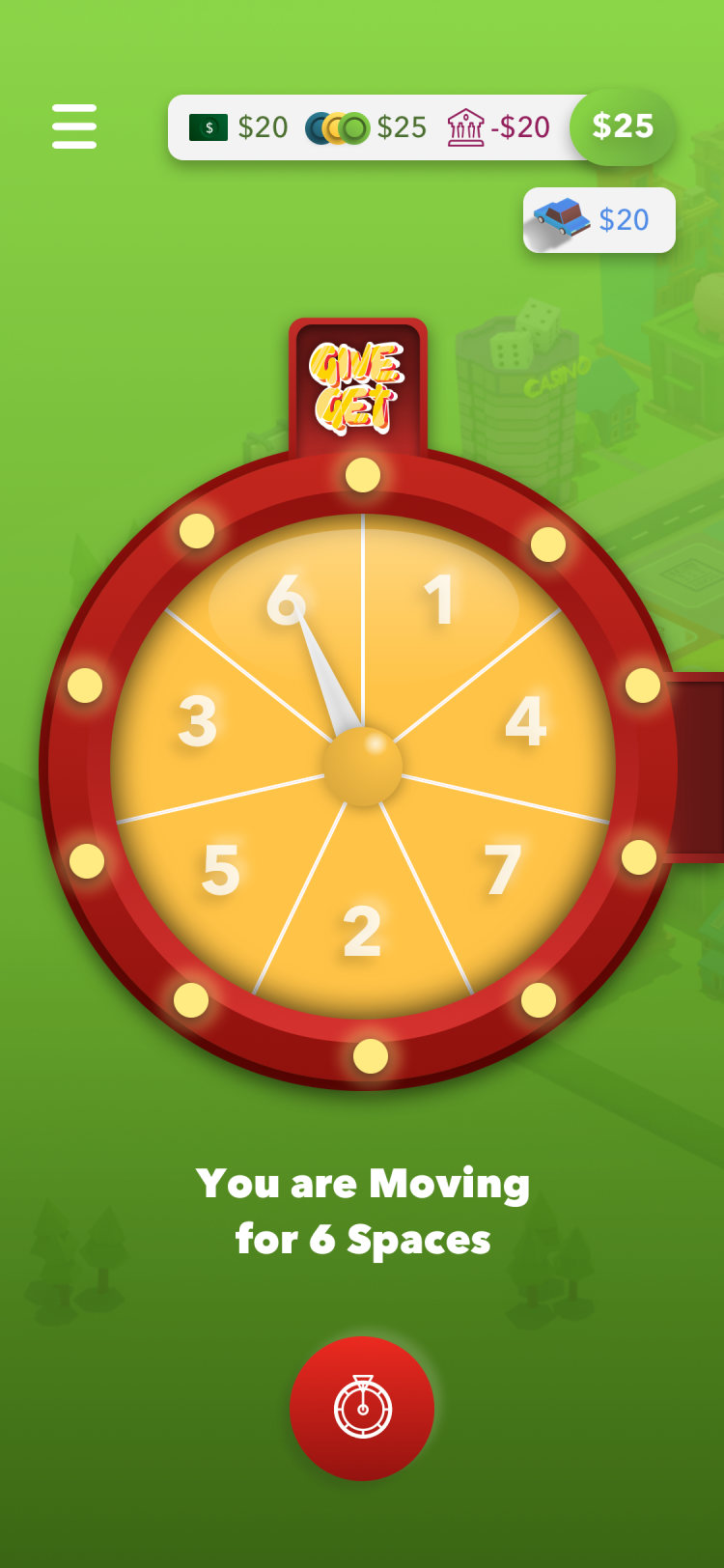 Game screen: the spinner