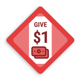 Red corner card, give $1