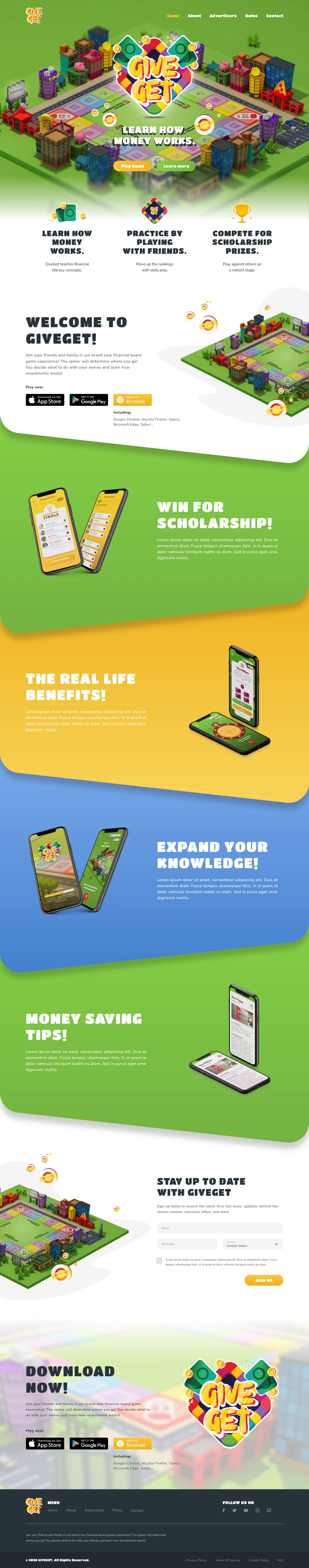 Give Get landing page, desktop, full length