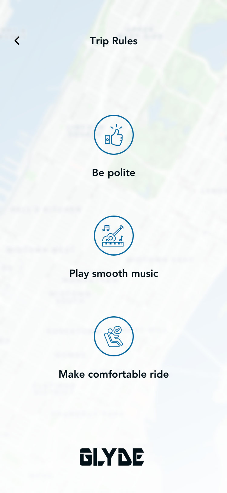 Glyde driver app: trip rules