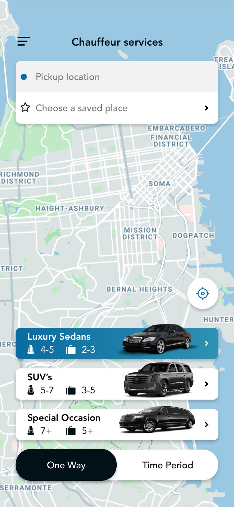 Glyde passenger app: main screen