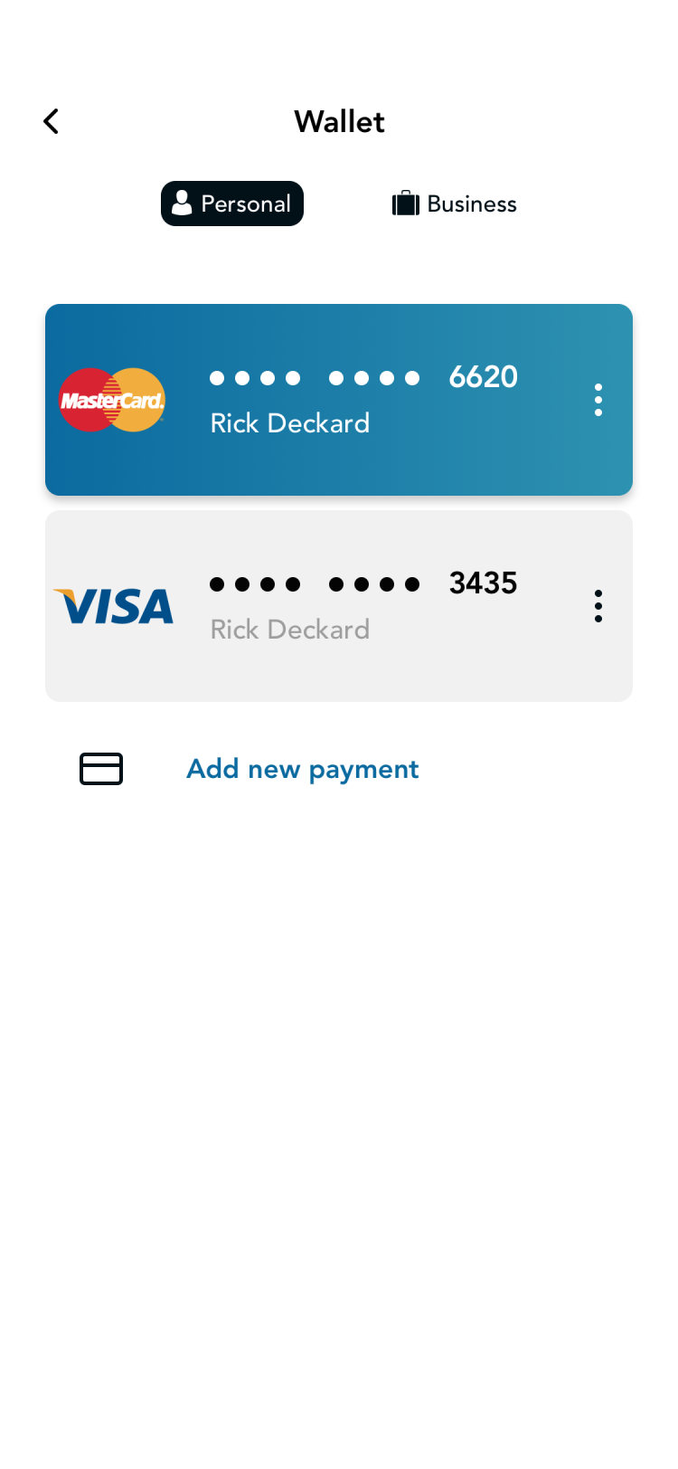 Glyde passenger app: wallet