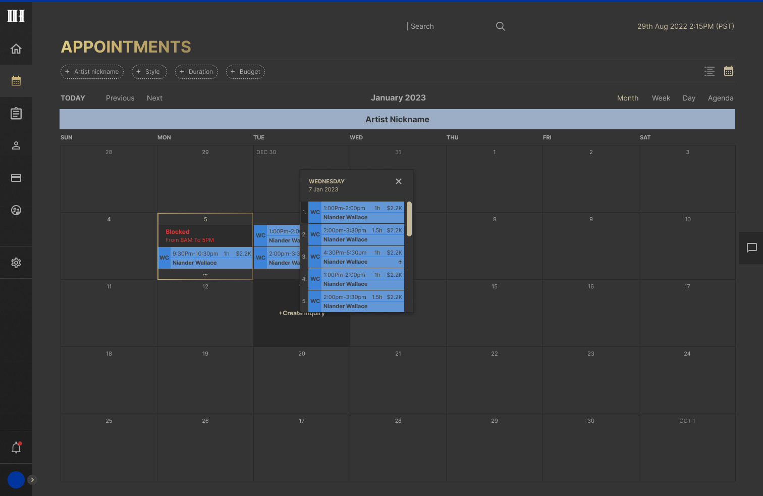 Calendar month view