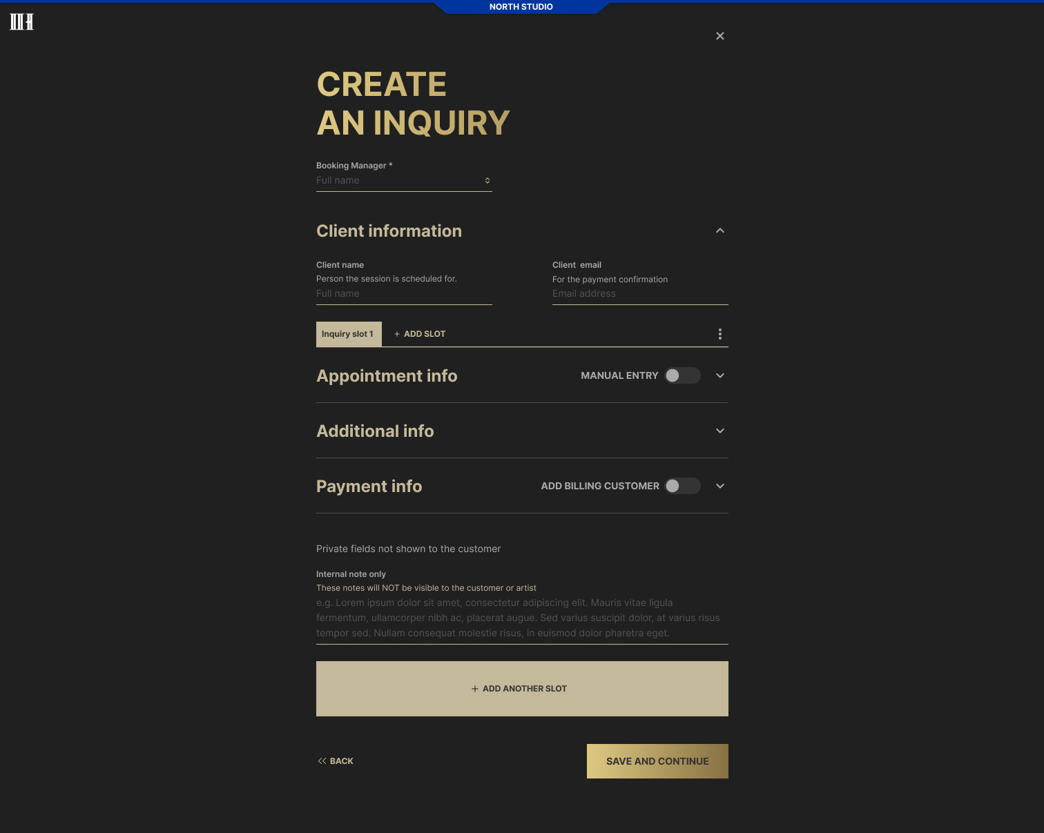 Create an inquiry form, full length