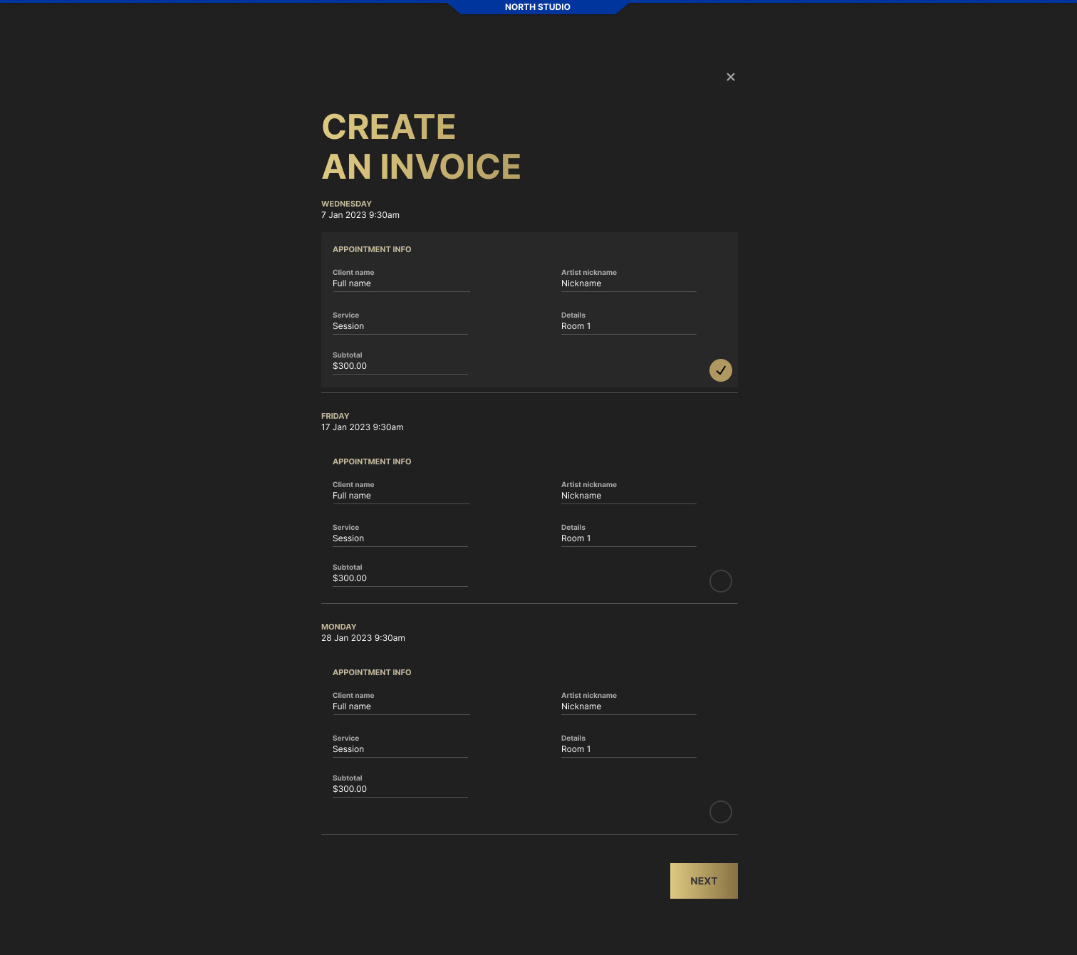Create an invoice, full length