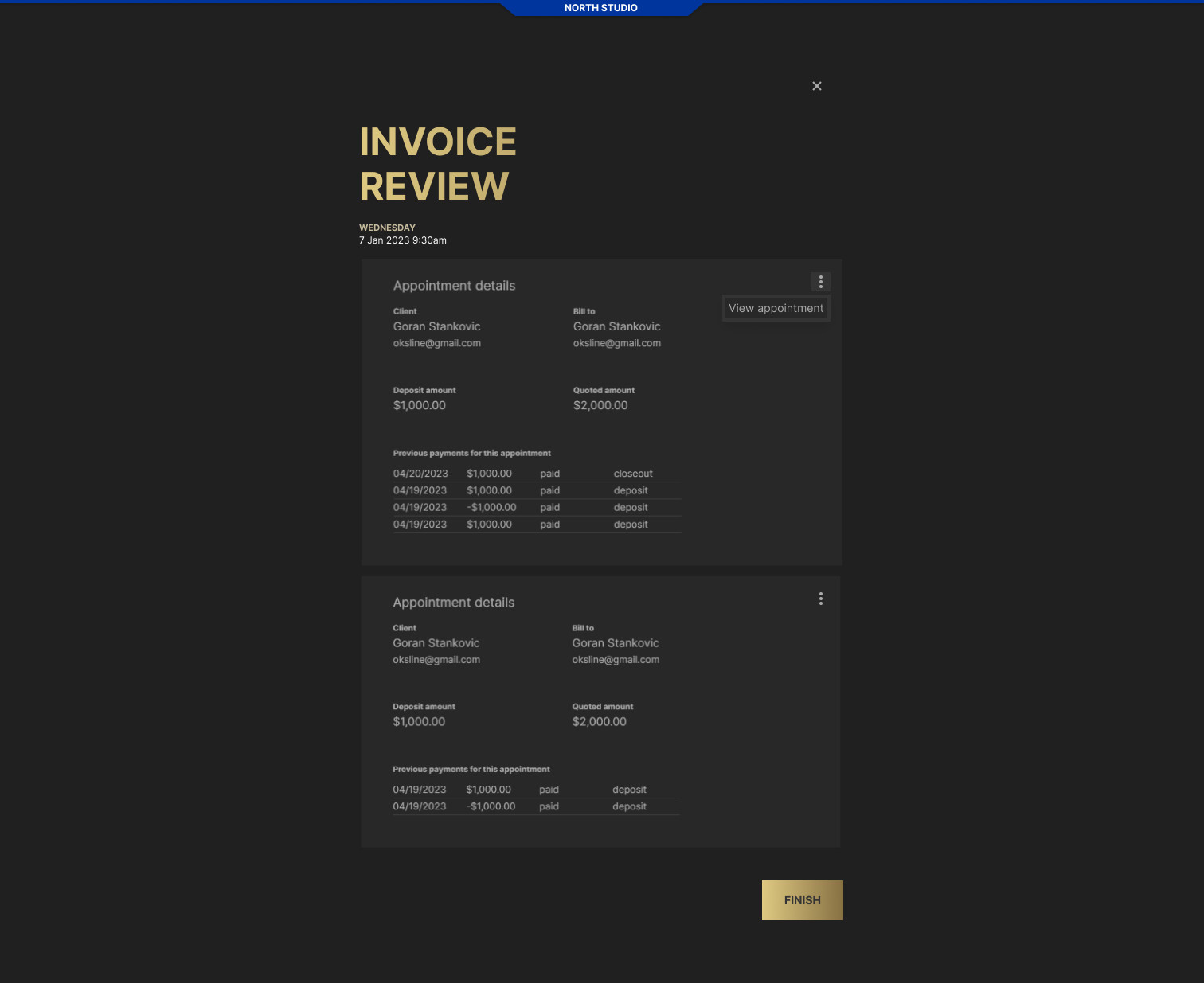 Invoice review against earlier payments, full length