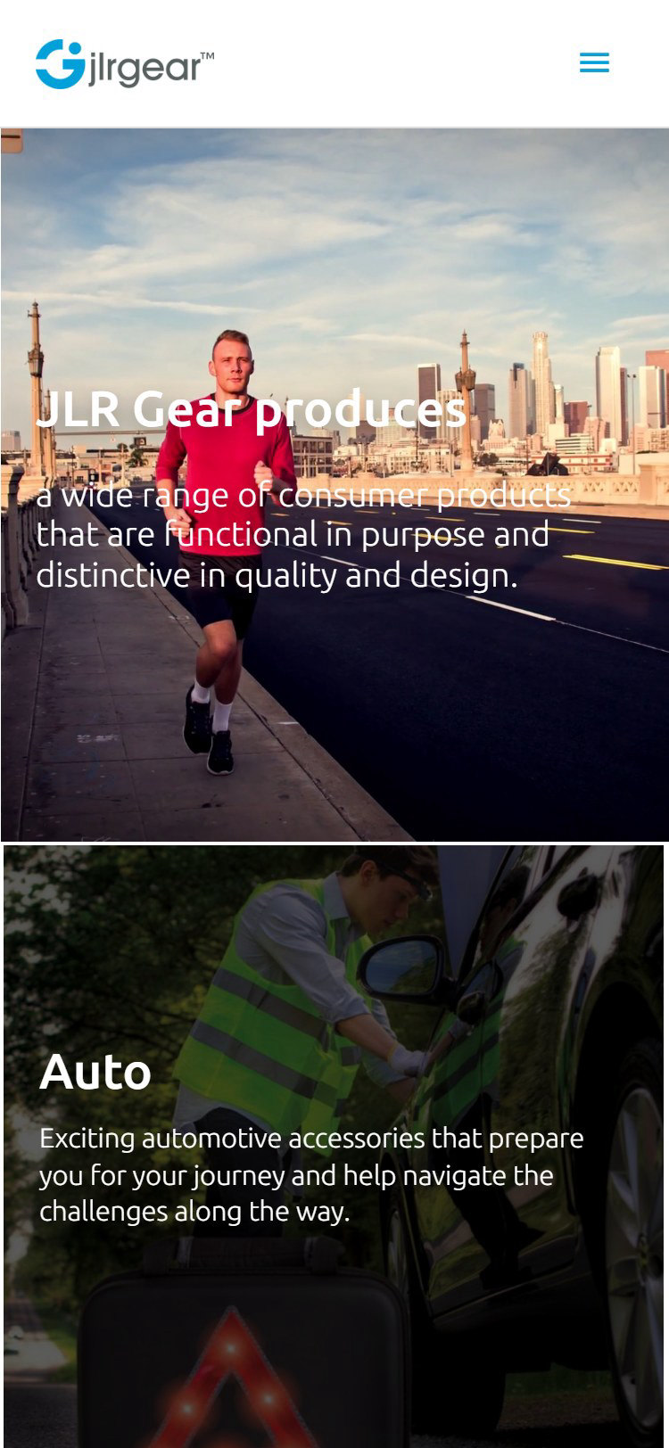 JLR Gear home page on a phone