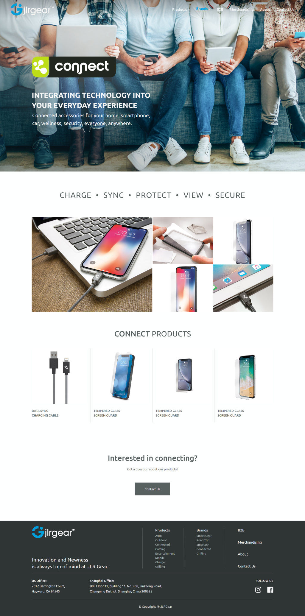 Connect brand page, full length