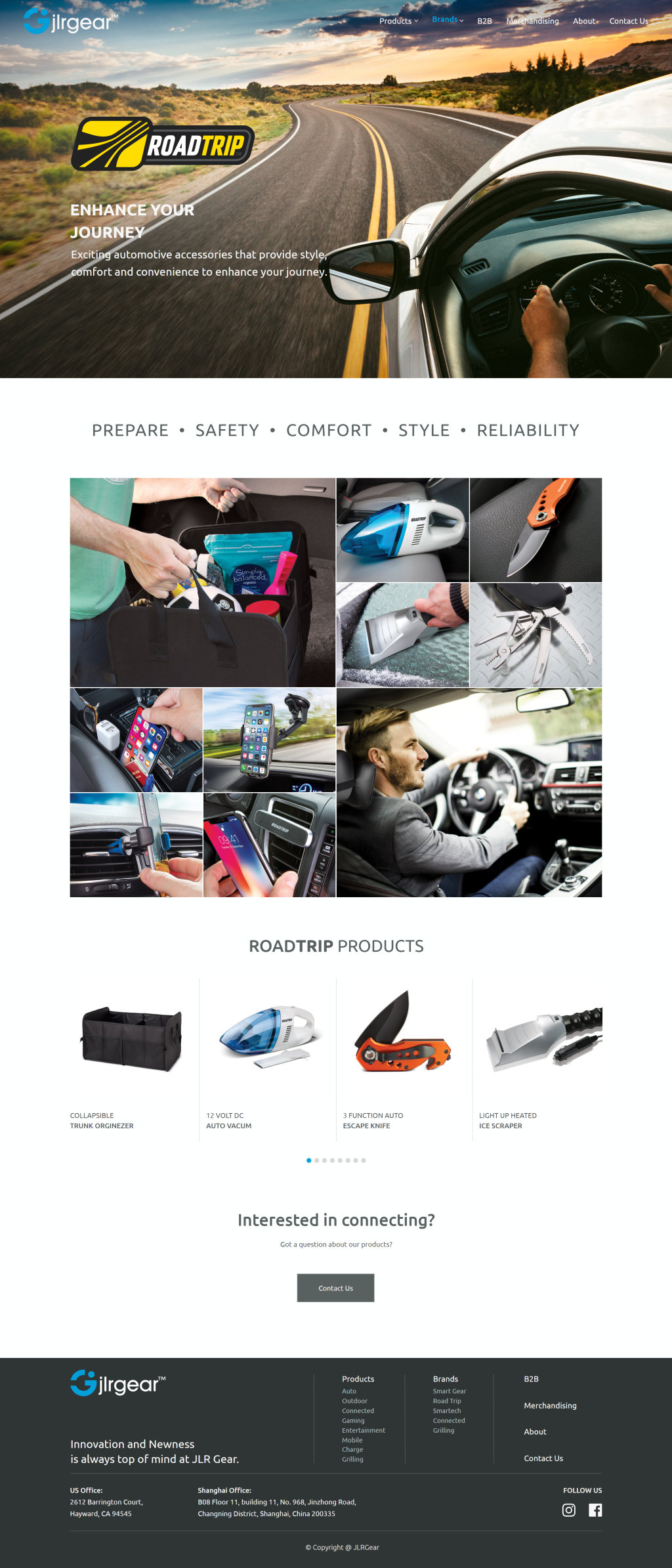 Road Trip brand page, full length
