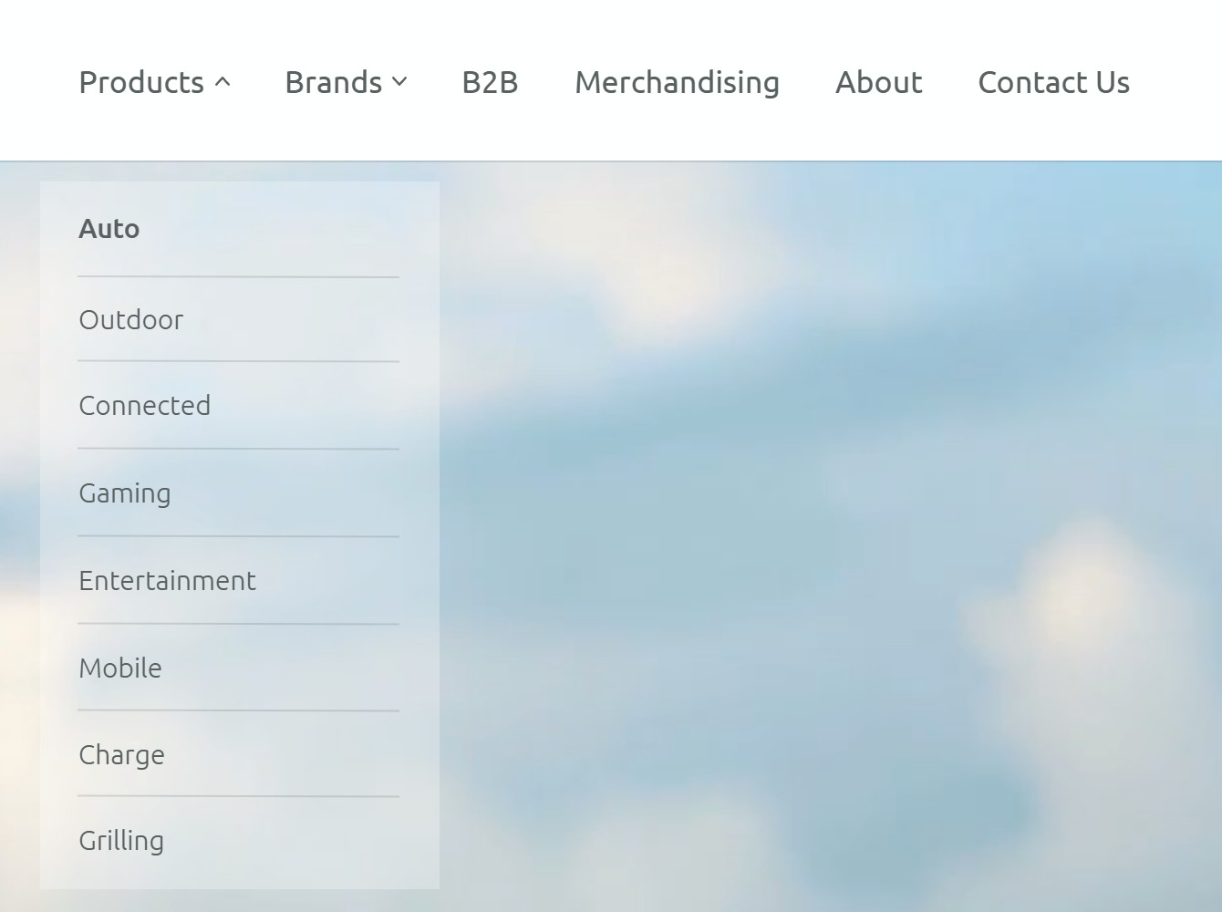 Navigation and the product menu