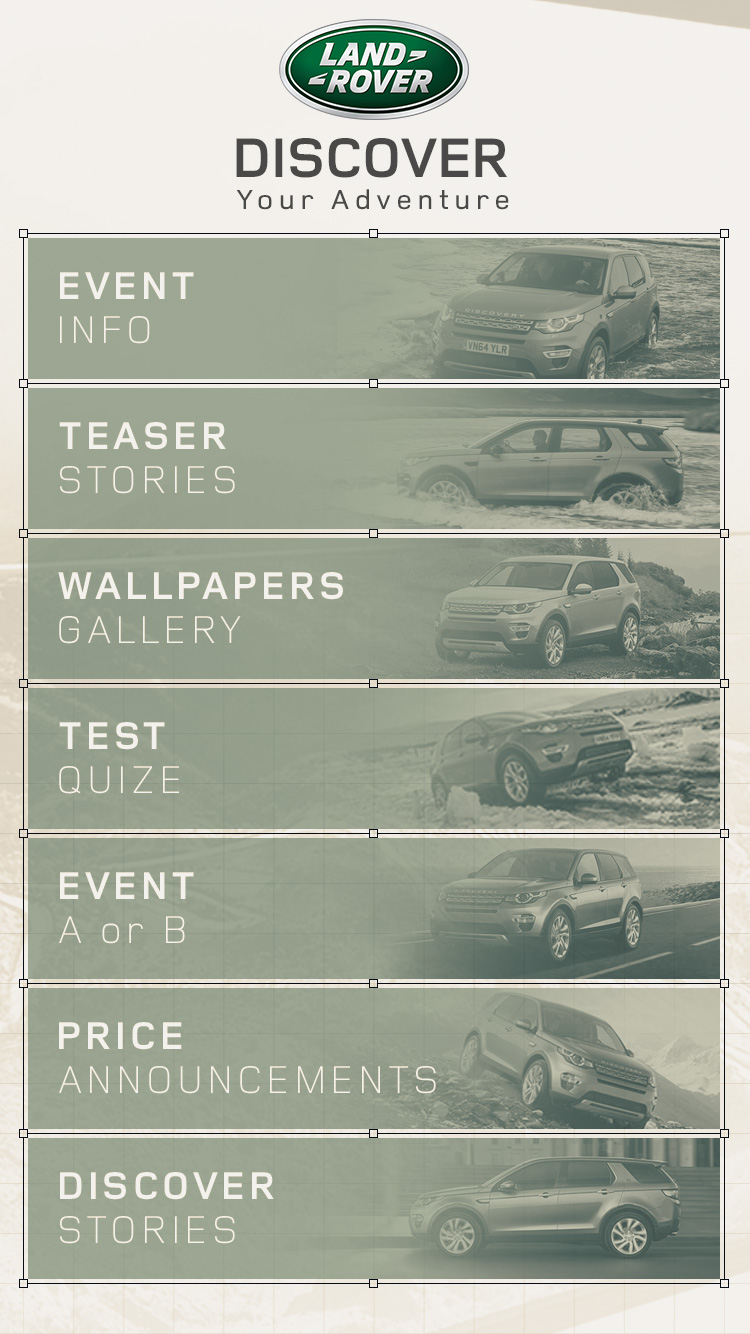 Discover Your Adventure menu with the seven stations