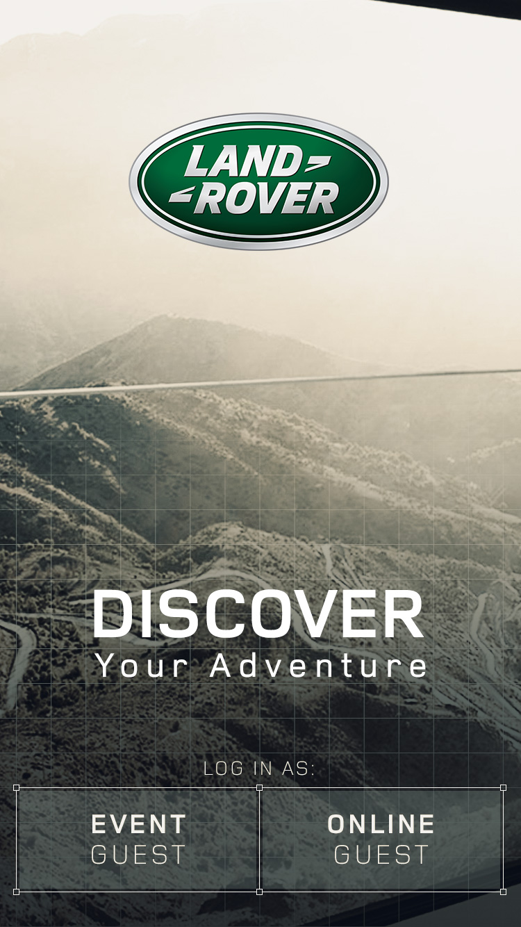 Discover Your Adventure welcome screen, sign in as event or online guest