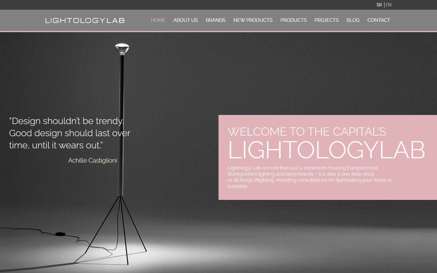 The old lightologylab.com home page from 2018