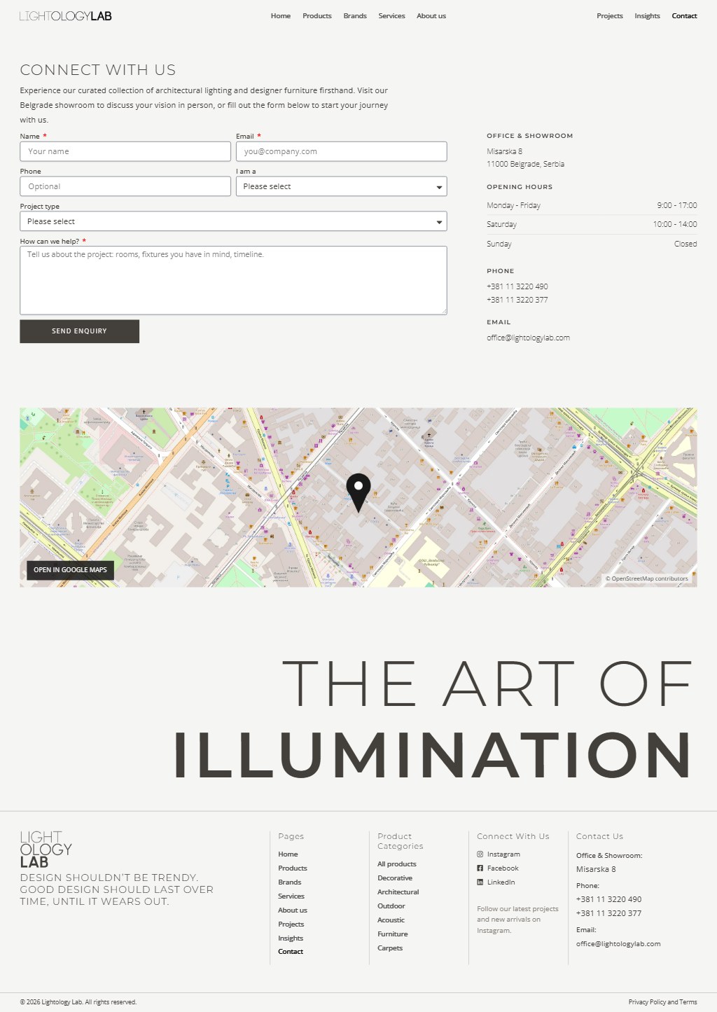 Contact page, full length