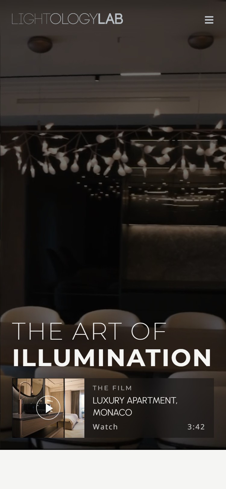 lightologylab.com on a phone: The Art of Illumination over the hero film