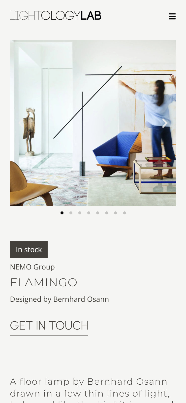 Product page on a phone