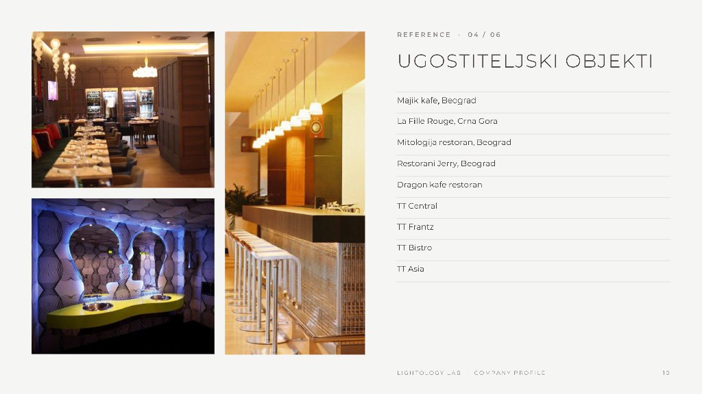 Company profile page: Hospitality