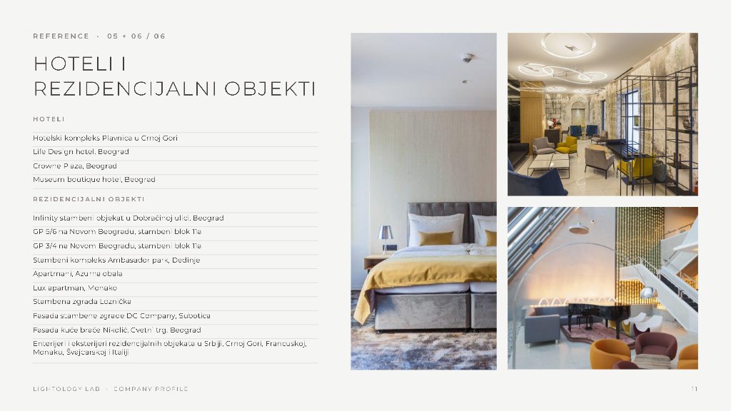 Company profile page: Hotels and residential
