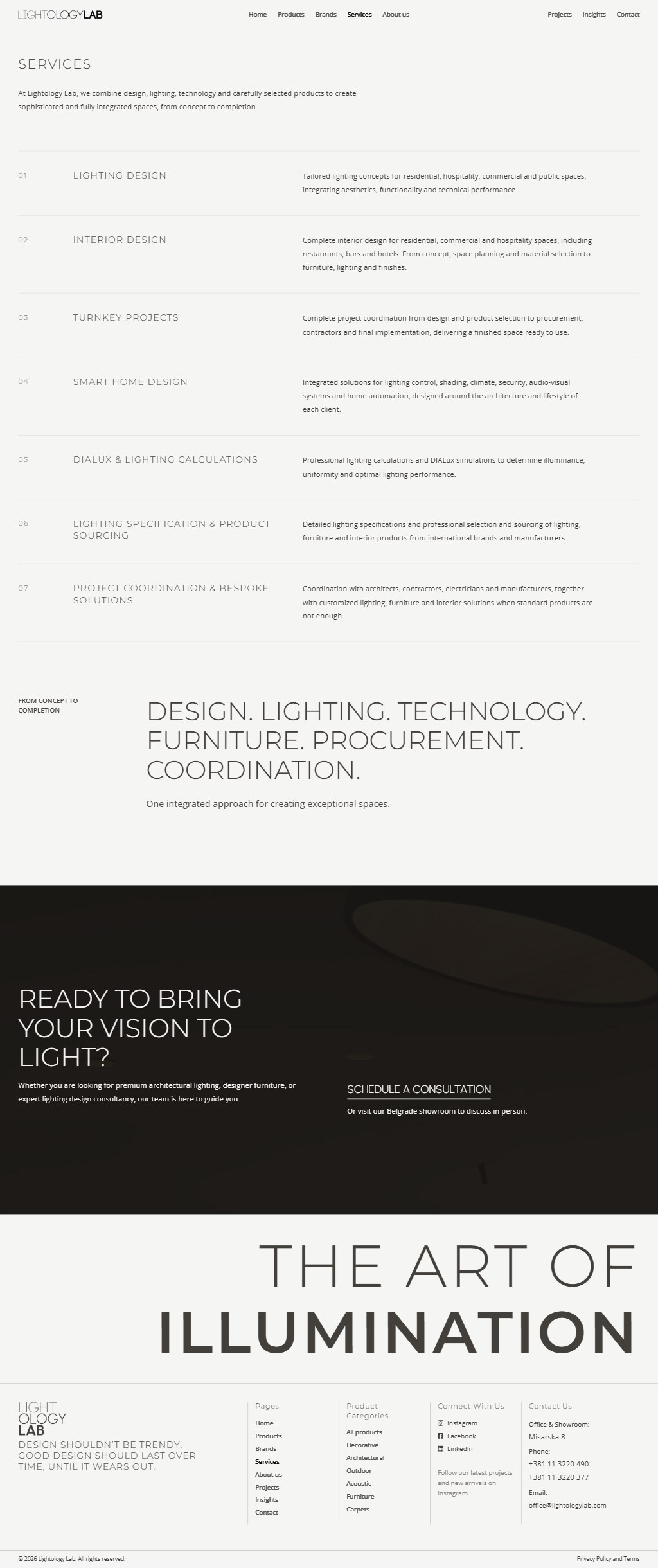 Services page, full length